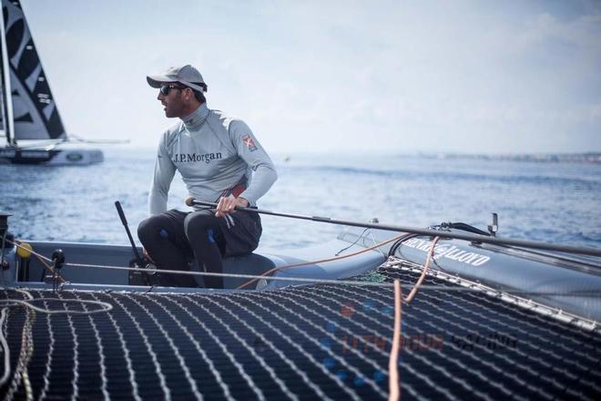 Skipper, Ben Ainslie, calls the shots onboard. © Harry Kenney-Herbert